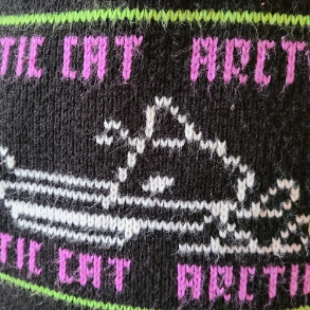 Rare Vintage 60s Arctic Cat Snowmobile Knit Graphic Sweater Shirt Pullover M 38 - Picture 5 of 13